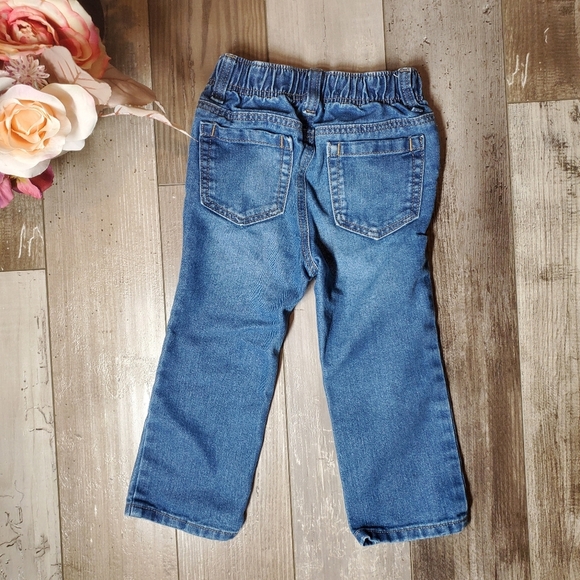 Old Navy Straight Fit Dark Wash Faded Blue Jeans Toddler Boy Size 2T NWOT - Picture 2 of 11